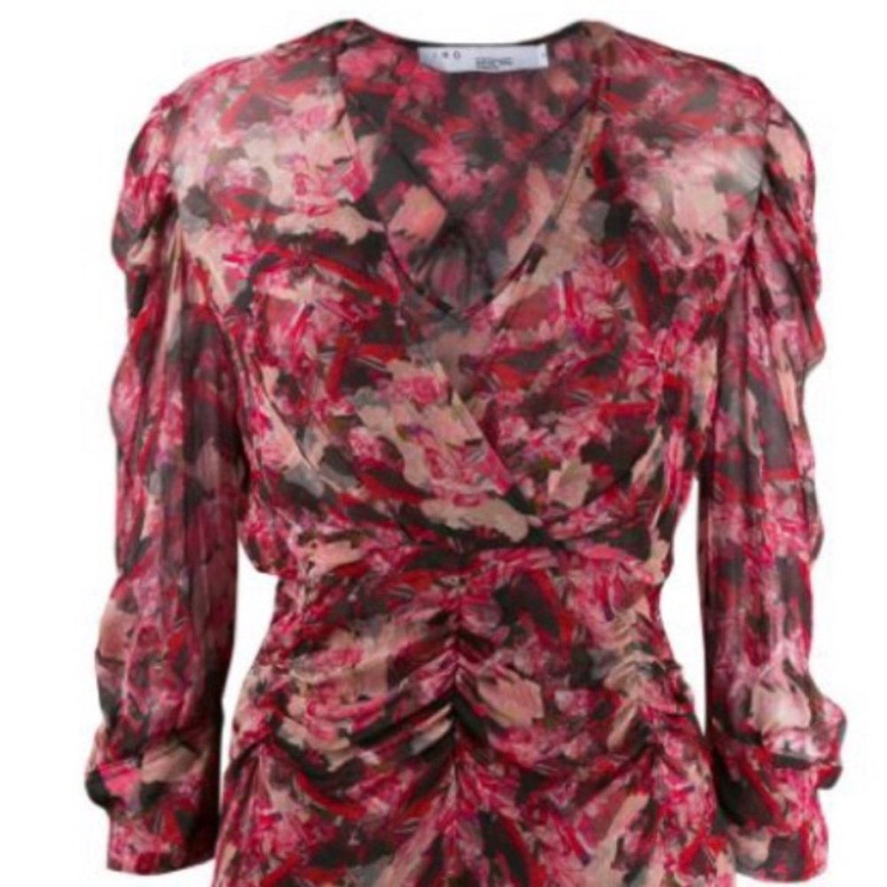 Iro Wick Long-sleeve Ruched Flounce Dress